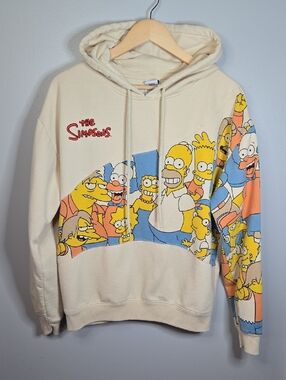 'The Simpsons' Graphic Size Medium Cream Pullover Hoodie Sweatshirt